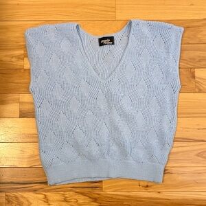 Vintage Angela Pellino Cottagecore Light Blue Women's Top (large)